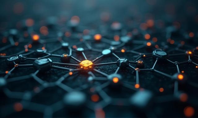 Visual representation of interconnected blockchain nodes