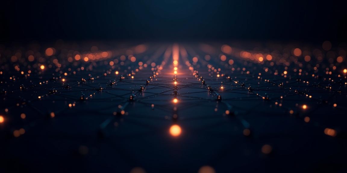 Futuristic Blockdag node visualization with golden interconnects